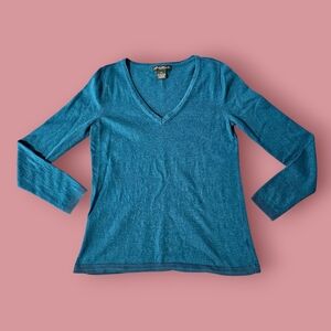 Eddie Bauer Teal V-Neck Sweater - Size M